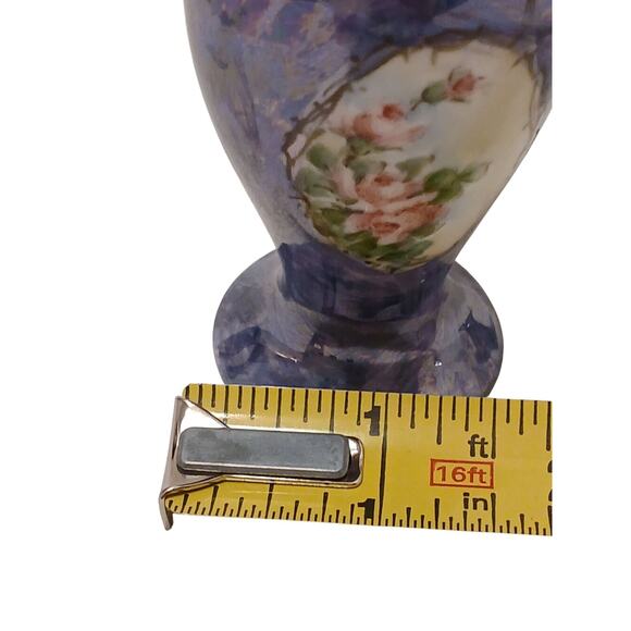 Antique Victorian Rose Salt & Pepper Shakers Blue Iridescent Noritake Japan VNTG - Picture 16 of 16